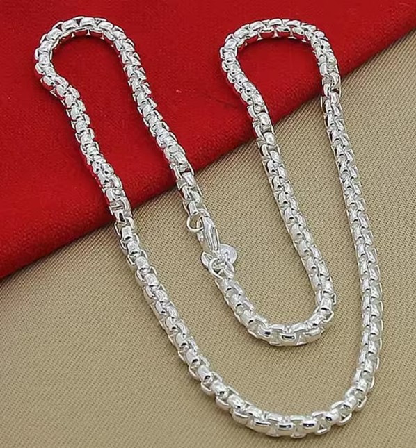 Colar de prata em elos 4mm, 45cm