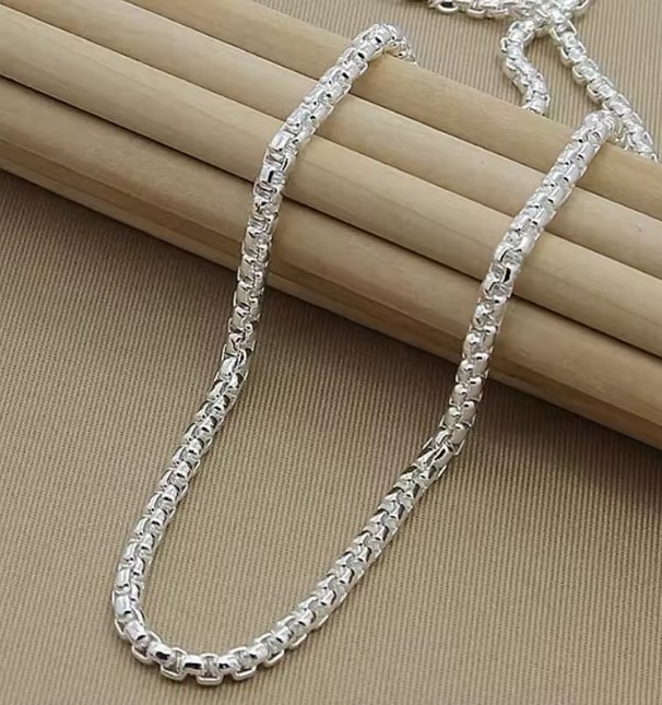 Colar de prata em elos 4mm, 45cm - Imagem 2