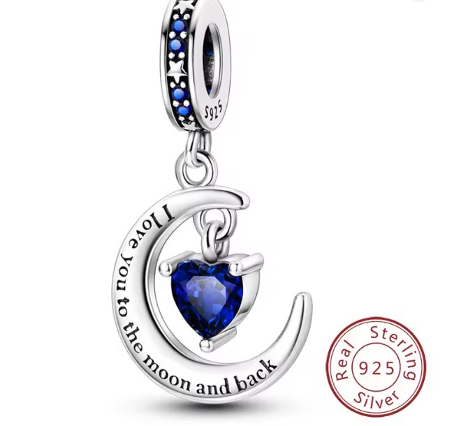 Berloque(pingente) feminino em prata e pedra natural zircão