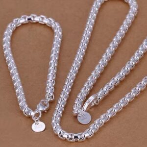 Conjunto Feminino em elos 4mm pulseira e colar