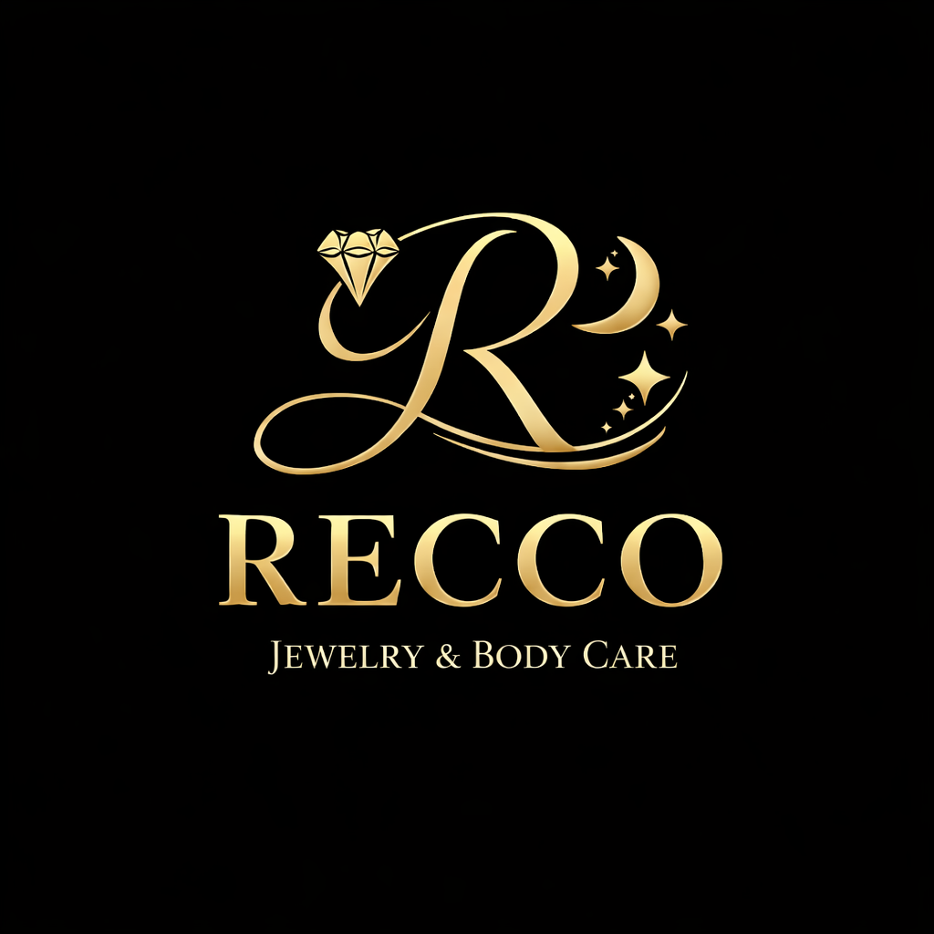 Gold Recco logo with decorative letter R and stars